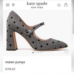 Brand New without Box Kate Spade “Maren”grey and black velvet dot Mary Jane